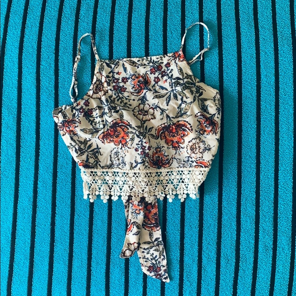 Abercrombie & Fitch open tie back floral cami XS